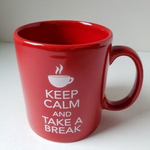 NWOT Ceramic Printed "Keep Calm and Take A Break" Inner Red Coffee Cup Mug Large